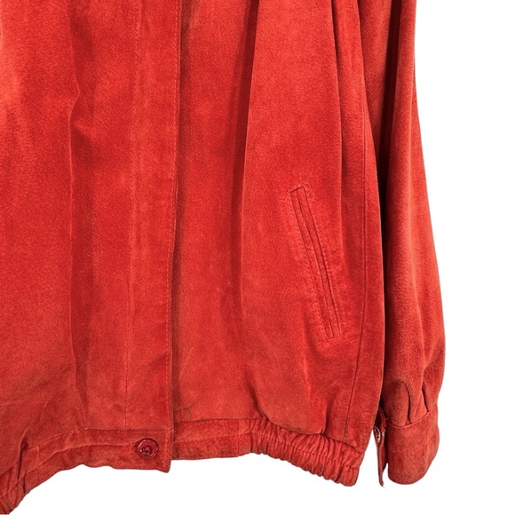Vintage 70s/80s Suede Bomber Jacket Rust Orange Leather Coat Taiwan | Size M/L - Picture 10 of 15